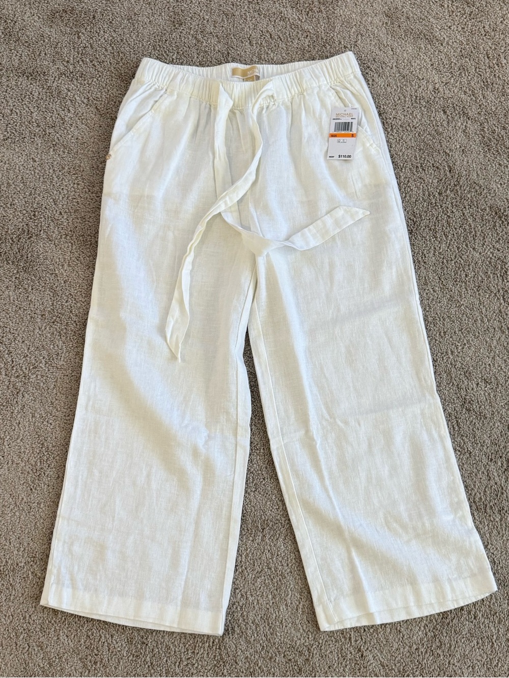 Michael Kors NWT White Linen Blend Wide Leg Pull-On Pants Resort Coastal Size S - Picture 3 of 11